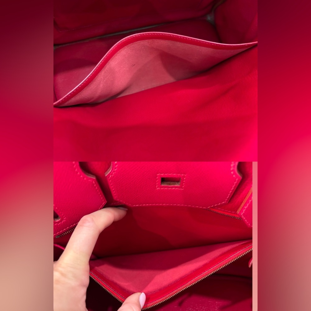 Authentic HERMES birkin 35 courchevel leather vermillion red satchel - Picture 7 of 16